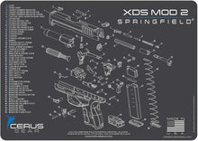 Load image into Gallery viewer, Springfield Armory XDs Mod 2 5 PC EDOG Cerus Schematic Exploded View Heavy Duty Pistol Cleaning 12x17 Padded Gun-Work Surface Protector Mat Solvent &amp; Oil Resistant, 3 PC Cleaning Essentials &amp; Clenzoil