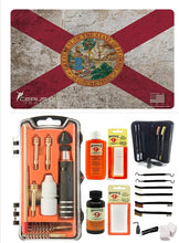 Load image into Gallery viewer, EDOG USA Outlaw 28 Pc Pistol Cleaning Kit - Florida State Flag Honor &amp; Pride Pistol Mat Calibers 9MM to .45 &amp; Tac Pak Pistol Cleaning Essentials Kit
