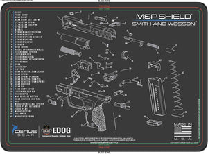 Smith & Wesson M&P Shield Cerus Gear Schematic (Exploded View) Heavy Duty Pistol Cleaning 12x17 Padded Gun-Work Surface Protector Mat Solvent & Oil Resistant