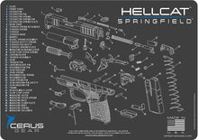 Load image into Gallery viewer, EDOG Springfield Hellcat 5 PC Cerus Gear Schematic Exploded View Heavy Duty Pistol Cleaning 12x17 Padded Gun-Work Surface Protector Mat Solvent &amp; Oil Resistant &amp; 3 PC Cleaning Essentials &amp; Clenzoil