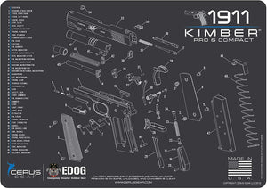 EDOG Kimber 1911 PRO & Compact (Exploded View) Pistol Cleaning Mat & Range Warrior Handgun Cleaning Kit & E.D.O.G. Tac Pak Cleaning Essentials