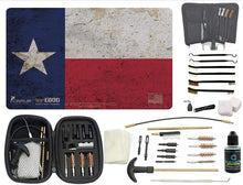 Load image into Gallery viewer, EDOG Premier 30 Pc Gun Cleaning System - Texas Lone Star State Flag Handgun Honor &amp; Pride Pistol Mat &amp; Range Warrior .22 .38 .357 9MM .45 Gun Cleaning Kit &amp; 12 PC Tac Book Cleaning Essentials Kit