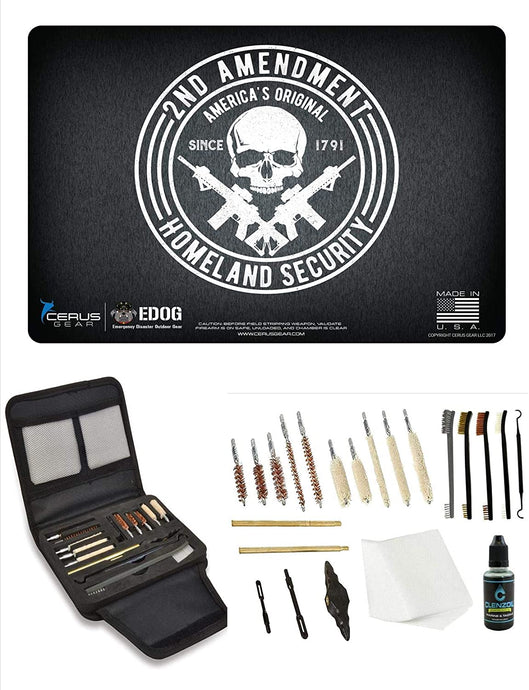 EDOG Gunslinger 20 PC Gun Cleaning Kit - Pistol Mat 2nd Ammendment Honor & Pride Pistol ProMat, Gunslinger .22 .38 .357 9MM .45- Cleaning Essentials Set