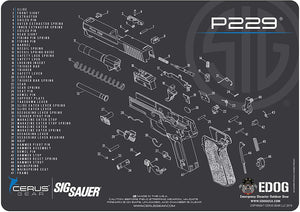 EDOG SIG P229 5 PC Cerus Gear Schematic (Exploded View) Heavy Duty Pistol Cleaning 12x17 Padded Gun-Work Surface Protector Mat Solvent & Oil Resistant & 3 PC Cleaning Essentials & Clenzoil