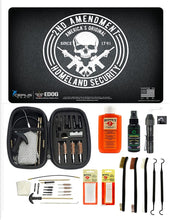 Load image into Gallery viewer, EDOG USA BANDIT 29 Pc Pistol Cleaning System - 2nd Ammendment Honor &amp; Pride Pistol ProMat, Range Warrior .22 .38 .357 9MM .45-20 PC &amp; Clenzoil CLP &amp; Hoppes Gun Oil &amp; Patchs