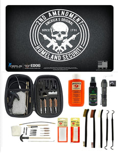EDOG USA BANDIT 29 Pc Pistol Cleaning System - 2nd Ammendment Honor & Pride Pistol ProMat, Range Warrior .22 .38 .357 9MM .45-20 PC & Clenzoil CLP & Hoppes Gun Oil & Patchs