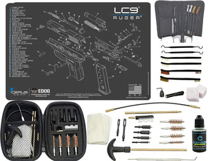 EDOG Premier 30 Pc Gun Cleaning System - Compatible with Ruger LC9 - Schematic (Exploded View) Mat, Range Warrior Universal .22 9mm - .45 Kit & Tac Book Accessories Set