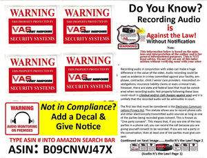 6 Security System Decal Stickers 2" x 3" Window, Door & Display Case Warning Security System on Premises Sticker Decals