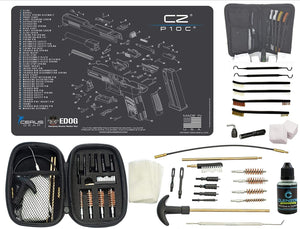 EDOG Premier 30 Pc Gun Cleaning System - Compatible with CZ P-10C - Schematic (Exploded View) Mat, Range Warrior Universal .22 9mm - .45 Kit & Tac Book Accessories Set