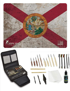 EDOG Gunslinger 20 PC Gun Cleaning Kit - Pistol Mat Florida State Flag Handgun Honor & Pride Pistol Mat & Gunslinger .22 .38 .357 9MM .45 Gun Cleaning Kit