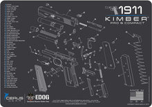 Load image into Gallery viewer, EDOG Kimber 1911 PRO &amp; Compact Cerus Gear Schematic Exploded View Heavy Duty Pistol Cleaning 12x17 Padded Gun-Work Surface Protector Mat Solvent Oil Resistant &amp; 3 PC Cleaning Essentials &amp; Clenzoil