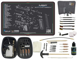 EDOG Premier 30 Pc Gun Cleaning System - Compatible with S&W M&P - Schematic (Exploded View) Mat, Range Warrior Universal .22 9mm - .45 Kit & Tac Book Accessories Set