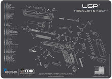 Load image into Gallery viewer, Heckler &amp; Koch USP Cerus Gear Schematic (Exploded View) Heavy Duty Pistol Cleaning 12x17 Padded Gun-Work Surface Protector Mats Solvent &amp; Oil Resistant