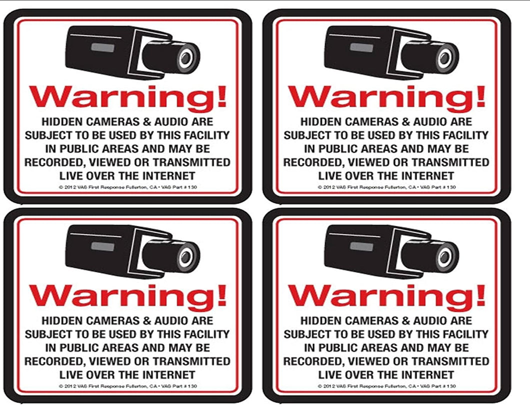 Security Camera Warning Decal Stickers – Set Of 4 Surveillance System Signs
