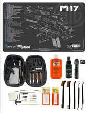 Load image into Gallery viewer, EDOG USA BANDIT 29 Pc Pistol Cleaning System - Compatible with Sig Sauer M17 - Schematic (Exploded View) Mat, Warrior .22 9mm - .45 Kit &amp; Clenzoil CLP &amp; Hoppes Gun Oil &amp; Patchs