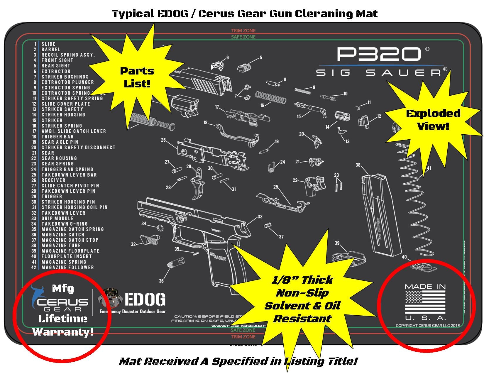 PDP Gun Cleaning Mat - Schematic (Exploded View) Diagram Compatible wi ...