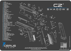 EDOG CZ Shadow 2 CERUS Gear Schematic (Exploded View) Pistol ProMat, Range Warrior .22 .38 .357 9MM .45-20 PC & 12 PC Tac Book Range, Field & Bench Handgun Cleaning Essentials Kit