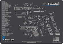 Load image into Gallery viewer, FN509 CERUS Gear Schematic (Exploded View) Pistol ProMat, Range Warrior .22 .38 .357 9MM .45-20 PC &amp; 12 PC Tac Book Range, Field &amp; Bench Handgun Cleaning Essentials Kit
