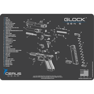 EDOG Glock Gen5 CERUS Gear Schematic (Exploded View) Pistol ProMat, Range Warrior .22 .38 .357 9MM .45-20 PC & 12 PC Tac Book Range, Field & Bench Handgun Cleaning Essentials Kit
