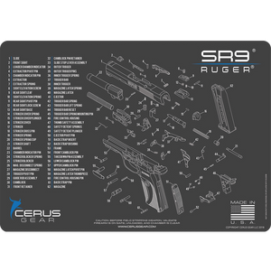 EDOG Ruger SR9 CERUS Gear Schematic (Exploded View) Pistol ProMat, Range Warrior .22 .38 .357 9MM .45-20 PC & 12 PC Tac Book Range, Field & Bench Handgun Cleaning Essentials Kit