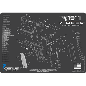 EDOG Kimber 1911 PRO & Compact CERUS Gear Schematic (Exploded View) Pistol ProMat, Range Warrior .22 .38 .357 9MM .45-20 PC & 12 PC Tac Book Range, Field & Bench Handgun Cleaning Essentials Kit