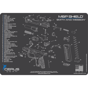 EDOG S&W M&P Shield CERUS Gear Schematic (Exploded View) Pistol ProMat, Range Warrior .22 .38 .357 9MM .45-20 PC & 12 PC Tac Book Range, Field & Bench Handgun Cleaning Essentials Kit