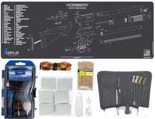 Load image into Gallery viewer, EDOG Mossberg Shotgun 30 Pc Cleaning Essentials Kit Schematic (Exploded View) 14x48 Padded Gun Work Surface Protector Mat GunMaster 13 PC 12 GA &amp; 15 PC Tac Book w Bore Snake Swabs 3”Patches