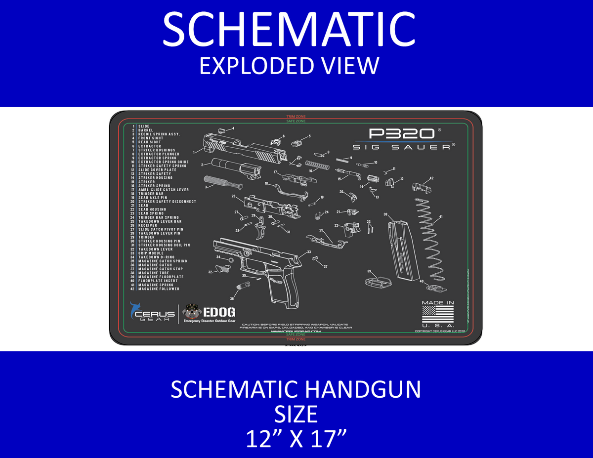 SIG P320 Schematic (Exploded View) Heavy Duty Pistol Cleaning 12x17 Pa ...