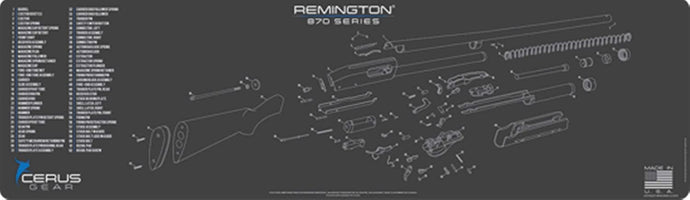 EDOG Remington 870 Shotgun Schematic (Exploded View) 14x48 Padded Gun Work Surface Protector Mat