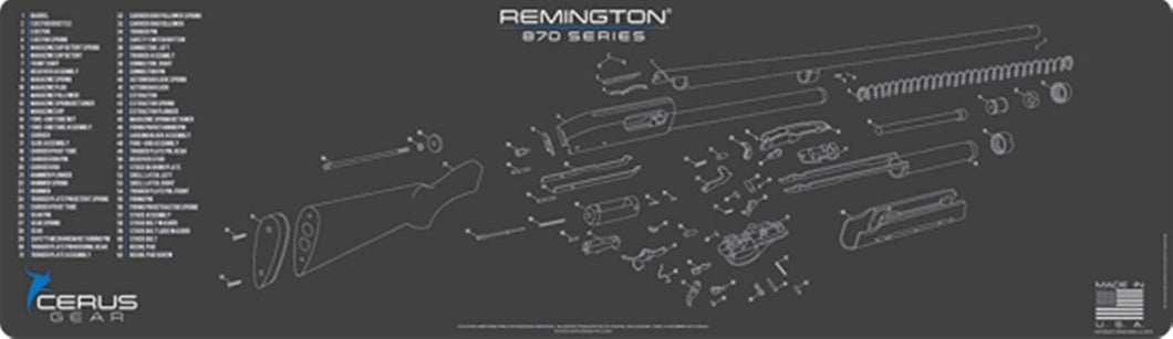 EDOG Remington 870 Shotgun Schematic (Exploded View) 14x48 Padded Gun Work Surface Protector Mat