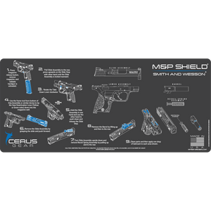 EDOG S&W M&P Shield CERUS Gear Instructional Step by Step PROMAT with Range Warrior .22 .38 .357 9MM .45-20 PC & 12 PC Tac Book Range, Field & Bench Handgun Cleaning Essentials Kit