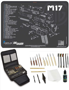 EDOG Sig M17 Promat & 20 Pc Gunslinger Universal Handgun Cleaning Kit | Clenzoil CLP | Brushes | Mops | Patchs | Jags | .22 - .45 Caliber…