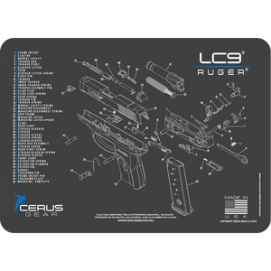 Ruger LC9 CERUS Gear Schematic (Exploded View) Pistol ProMat, Range Warrior .22 .38 .357 9MM .45-20 PC & 12 PC Tac Book Range, Field & Bench Handgun Cleaning Essentials Kit