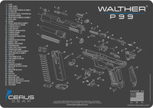 Load image into Gallery viewer, WALTHER P99 CERUS Gear Schematic (Exploded View) Pistol ProMat, Range Warrior .22 .38 .357 9MM .45-20 PC &amp; 12 PC Tac Book Range, Field &amp; Bench Handgun Cleaning Essentials Kit