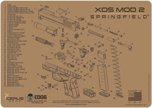 Load image into Gallery viewer, XDs Mod 2 TAN CERUS Gear Schematic (Exploded View) Pistol ProMat, Range Warrior .22 .38 .357 9MM .45-20 PC &amp; 12 PC Tac Book Range, Field &amp; Bench Handgun Cleaning Essentials Kit