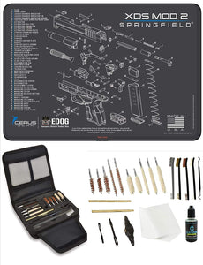 EDOG Springfield XDs Mod 2 Promat & 20 Pc Gunslinger Universal Handgun Cleaning Kit | Clenzoil CLP | Brushes | Mops | Patchs | Jags | .22 - .45 Caliber…